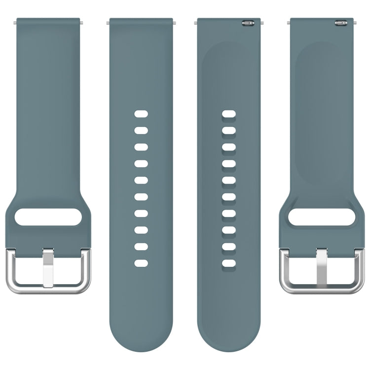 For CMF Watch Pro D395 22mm Solid Color Silver Buckle Silicone Watch Band, Size:L(Rock Blue)