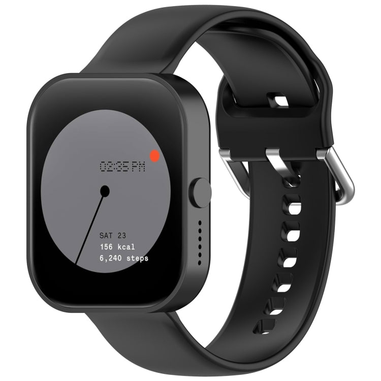 For CMF Watch Pro D395 22mm Solid Color Silver Buckle Silicone Watch Band, Size:S(Black)