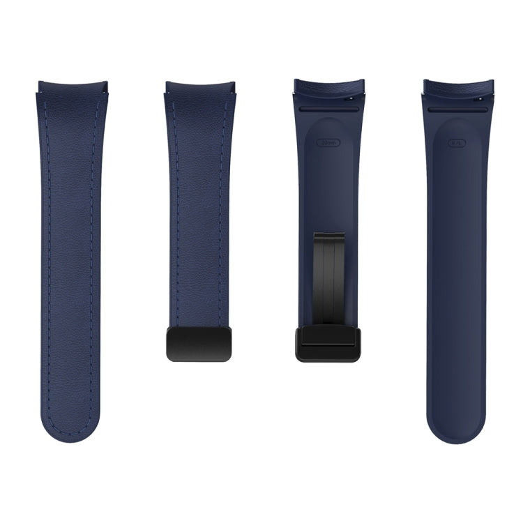 For Samsung Galaxy Watch 6 Magnetic Black Buckle Leather Silicone Watch Band(Midnight Blue)