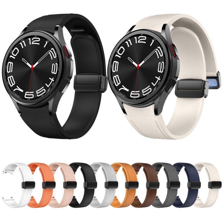 For Samsung Galaxy Watch 6 Magnetic Black Buckle Leather Silicone Watch Band(Starlight) - Watch Bands by PMC TechLife | Online Shopping South Africa | PMC TechLife