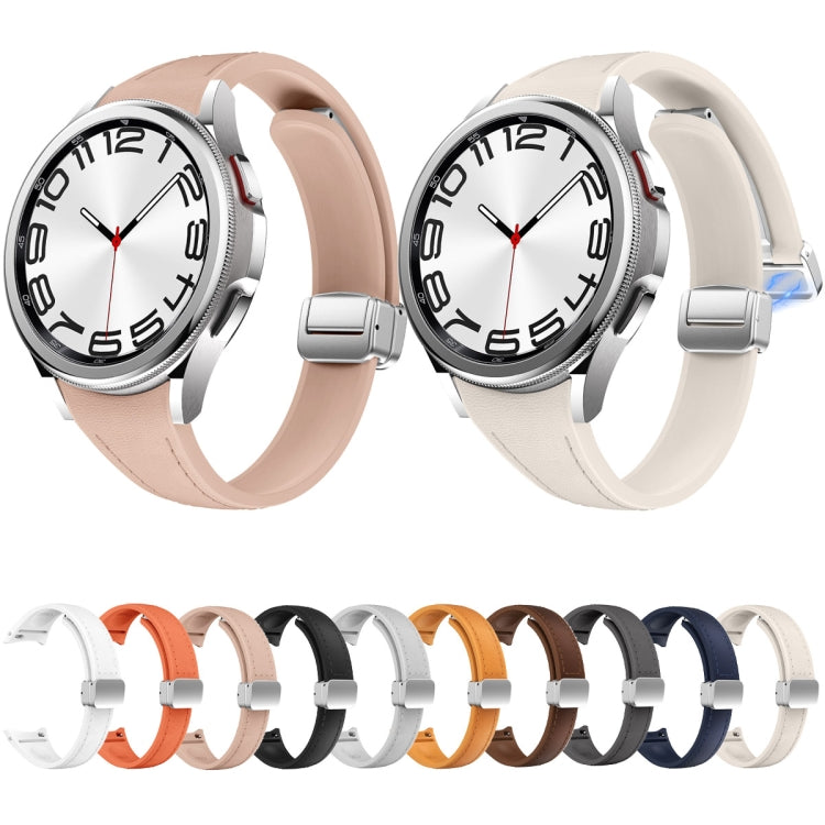 For Samsung Galaxy Watch 6 Slim Magnetic Silver Buckle Leather Silicone Watch Band(Pink) - free shipping - PMC TechLife - Order now!