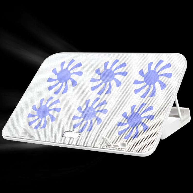 ICE COOREL Notebook Computer Base Speed Control Silent Six-fan Cooling Holder Cooling Rack, Style: Premium Edition(Lvory)