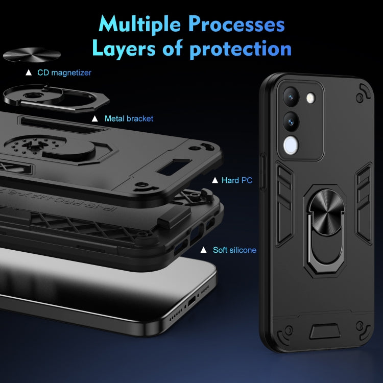 For vivo V29e 5G Shockproof Metal Ring Holder Phone Case(Black) - free shipping - PMC TechLife - Order now!