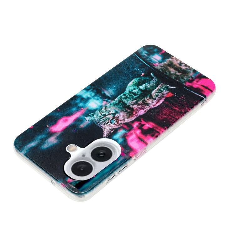 For iPhone 16 Colorful Painting Pattern TPU Phone Case(Traffic Light Cat) - iPhone 16 Cases by PMC TechLife | Online Shopping South Africa | PMC TechLife | Buy Now Pay Later Mobicred