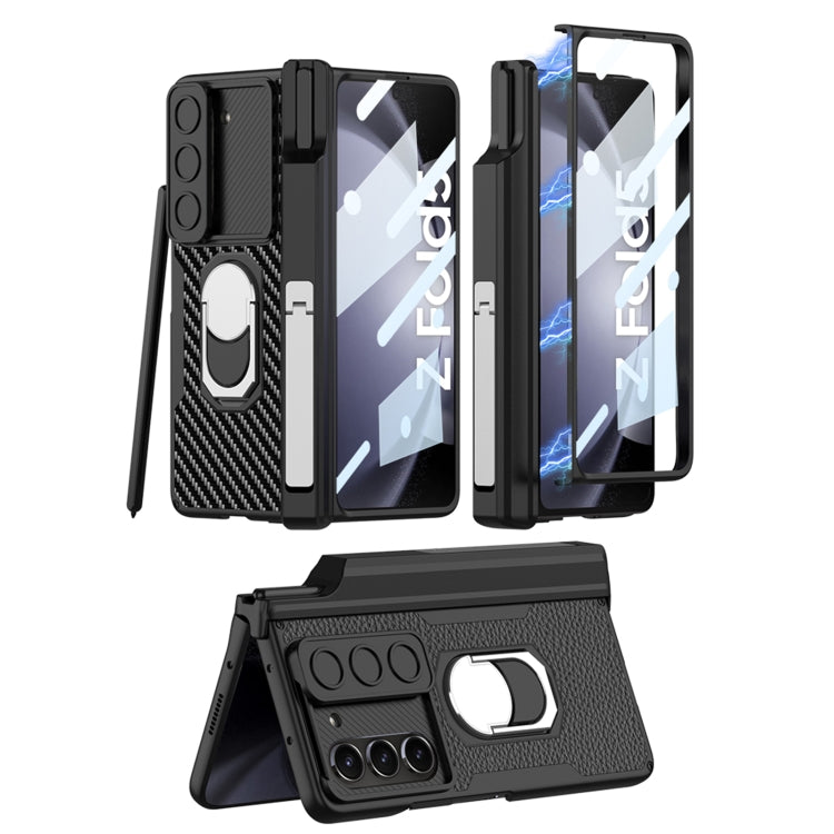 For Samsung Galaxy Z Fold5 GKK Integrated Magnetic Armor Full Coverage Phone Case(Carbon Fibre)