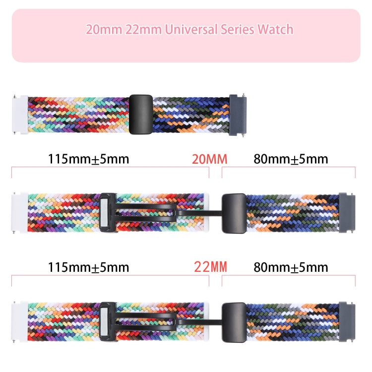 20mm Two-color Magnetic Braided Nylon Watch Band(Blue Black)