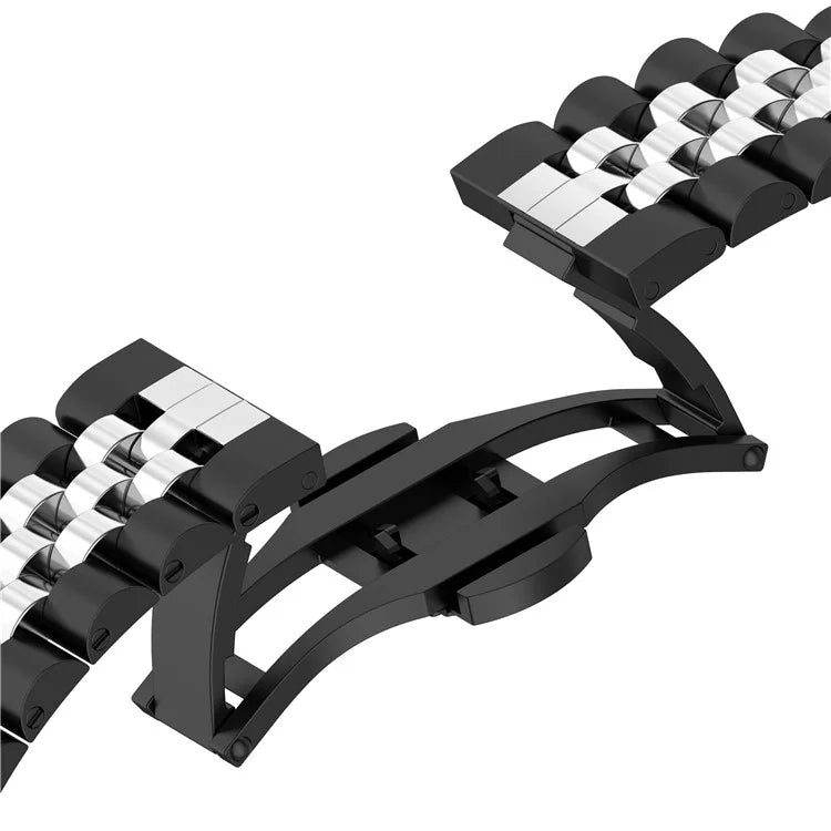 For Xiaomi Redmi Watch 4 Five-bead Butterfly Buckle Metal Watch Band(Silver Black B) - Watch Bands by PMC TechLife | Online Shopping South Africa | PMC TechLife