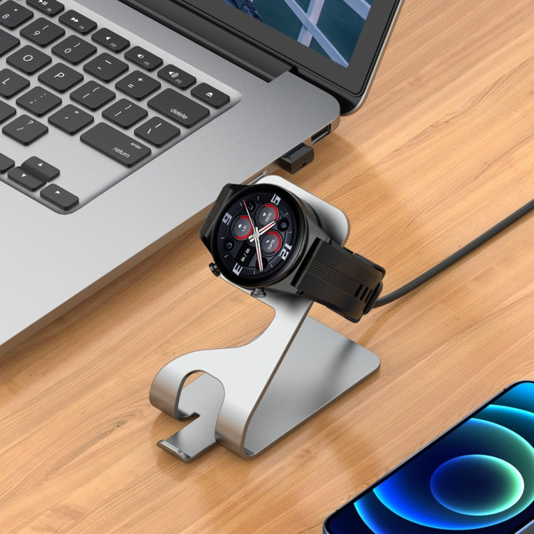 For Honor Watch GS 4 Portable Aluminum Alloy Magnetic Charger Holder with Chip Protection(Grey)