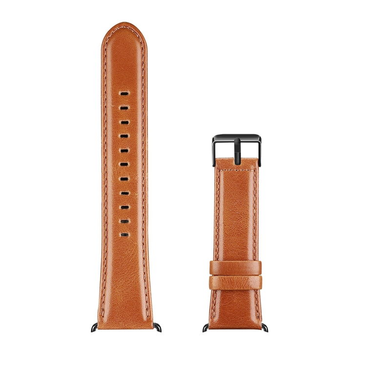 For Apple Watch Series 9 45mm DUX DUCIS Business Genuine Leather Watch Strap(Khaki)