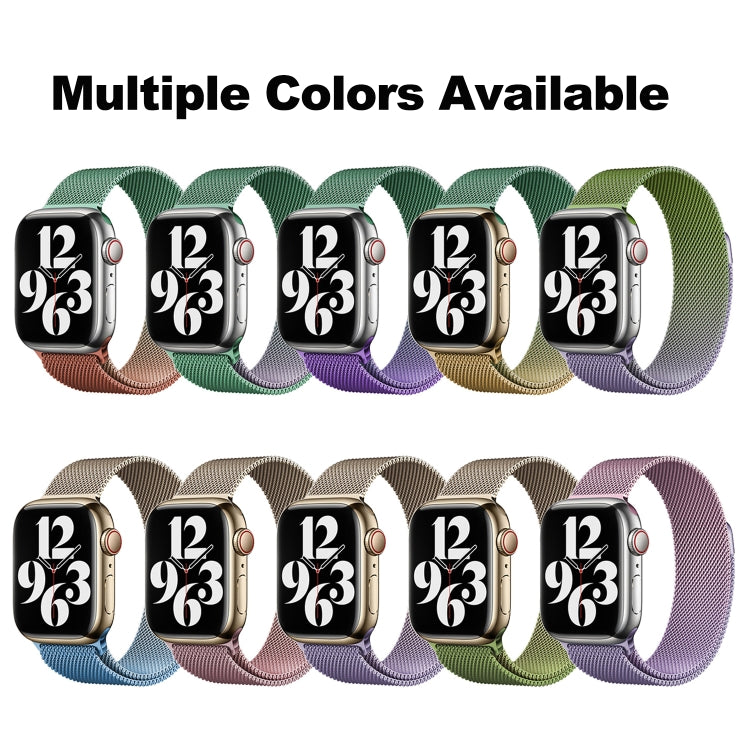 For Apple Watch Series 8 45mm Milan Gradient Loop Magnetic Buckle Watch Band(Pink Lavender)