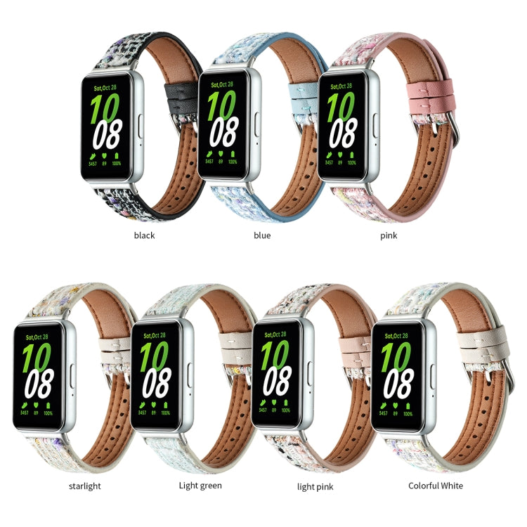 For Samsung Galaxy Fit 3 Woolen Leather Watch Band(Light Green)