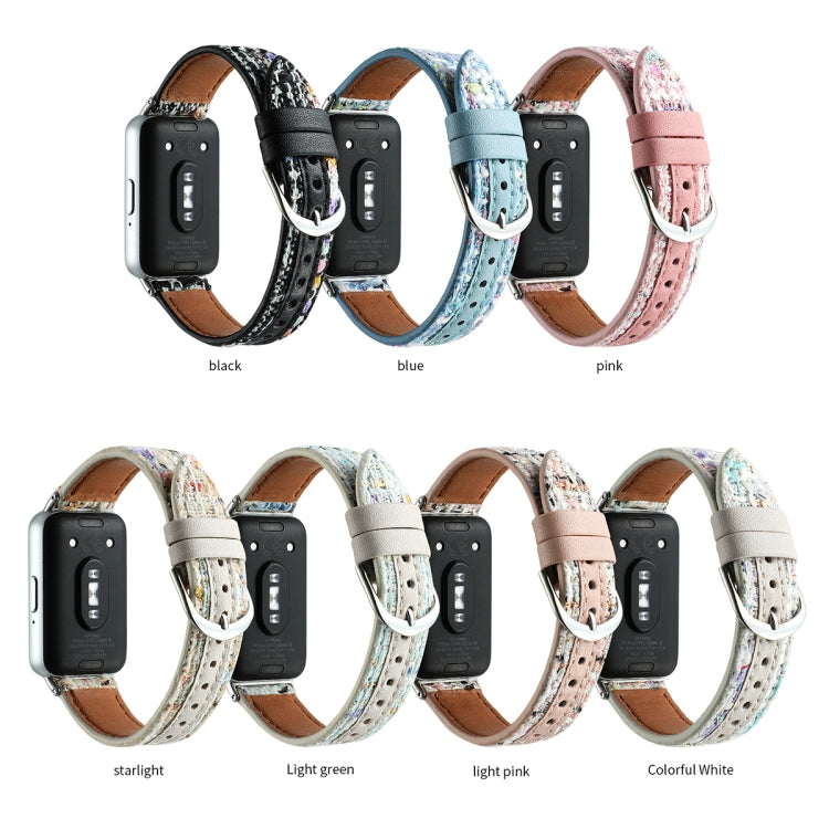 For Samsung Galaxy Fit 3 Woolen Leather Watch Band(Light Pink)