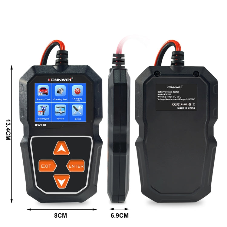 KONNWEI KW218 2.4 inch Color Screen Car Battery Tester(Black) - free shipping - PMC Jewellery - Order now!