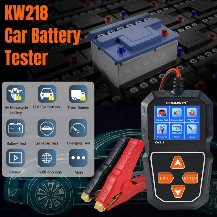 KONNWEI KW218 2.4 inch Color Screen Car Battery Tester(Black) - free shipping - PMC Jewellery - Order now!
