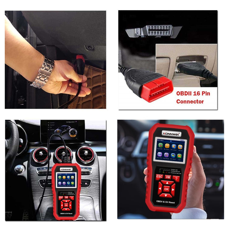 KONNWEI KW851 2 in 1 Car OBDll Scanner Diagnostic Tool Oil Service Light Reset(Black)
