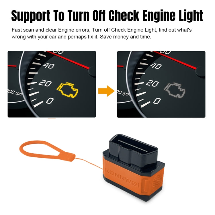 KONNWEI KW906 Bluetooth 5.0 Car OBD2 Scanner Support Android & iOS(Black Orange) - free shipping - PMC Jewellery - Order now!