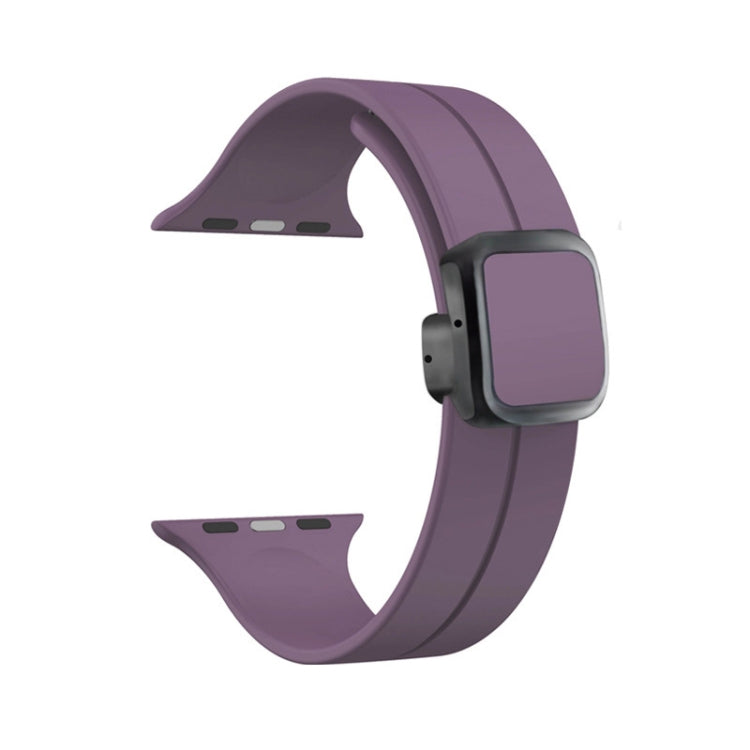 For Apple Watch SE 2023 40mm Magnetic Square Buckle Silicone Watch Band(Fruit Purple)