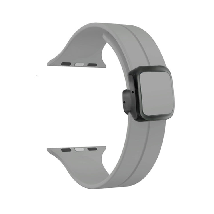 For Apple Watch SE 2022 44mm Magnetic Square Buckle Silicone Watch Band(Cloud Gray)
