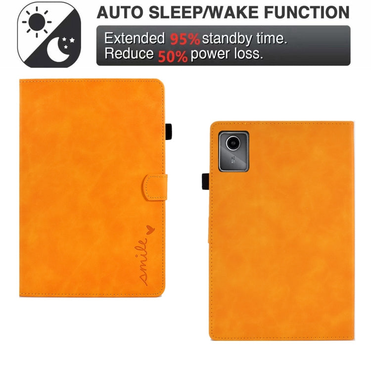 For Lenovo Tab M11 / Xiaoxin Pad 11 2024 Smile Embossed Smart Leather Tablet Case(Khaki) - Lenovo by PMC Jewellery | Online Shopping South Africa | PMC Jewellery | Buy Now Pay Later Mobicred