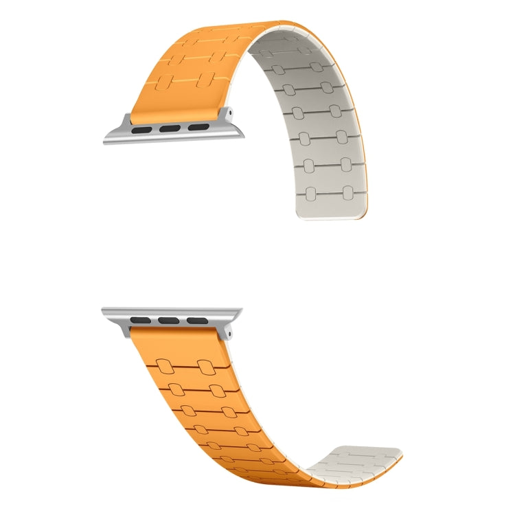 For Apple Watch SE 2022 40mm Two Color Loop Magnetic Silicone Watch Band(Orange+Starlight)