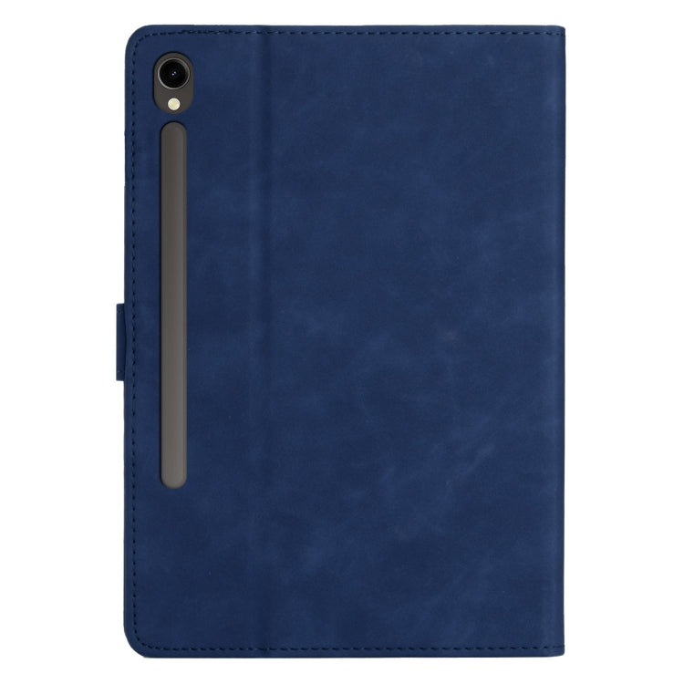 For Samsung Galaxy Tab S9 X710/X716B/X718U Coconut Tree Embossed Smart Leather Tablet Case(Blue)