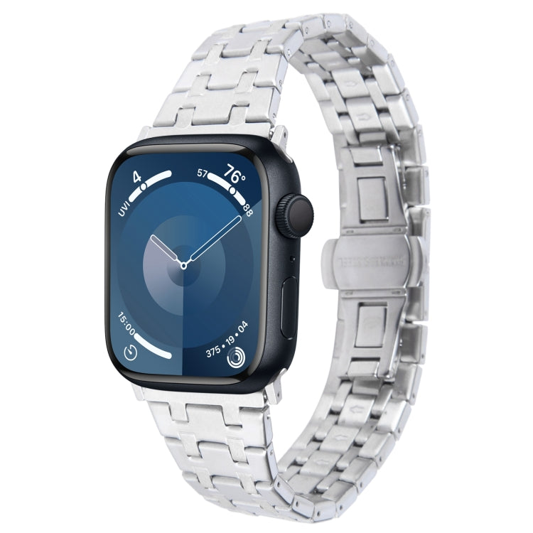 For Apple Watch Series 9 41mm Double T Stainless Steel Watch Band(Silver)