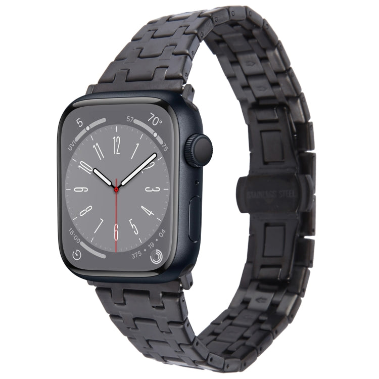 For Apple Watch SE 2022 40mm Double T Stainless Steel Watch Band(Black)