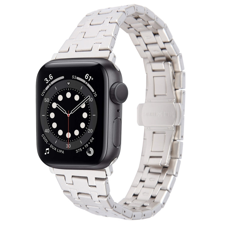 For Apple Watch Series 6 44mm Double T Stainless Steel Watch Band(Starlight)