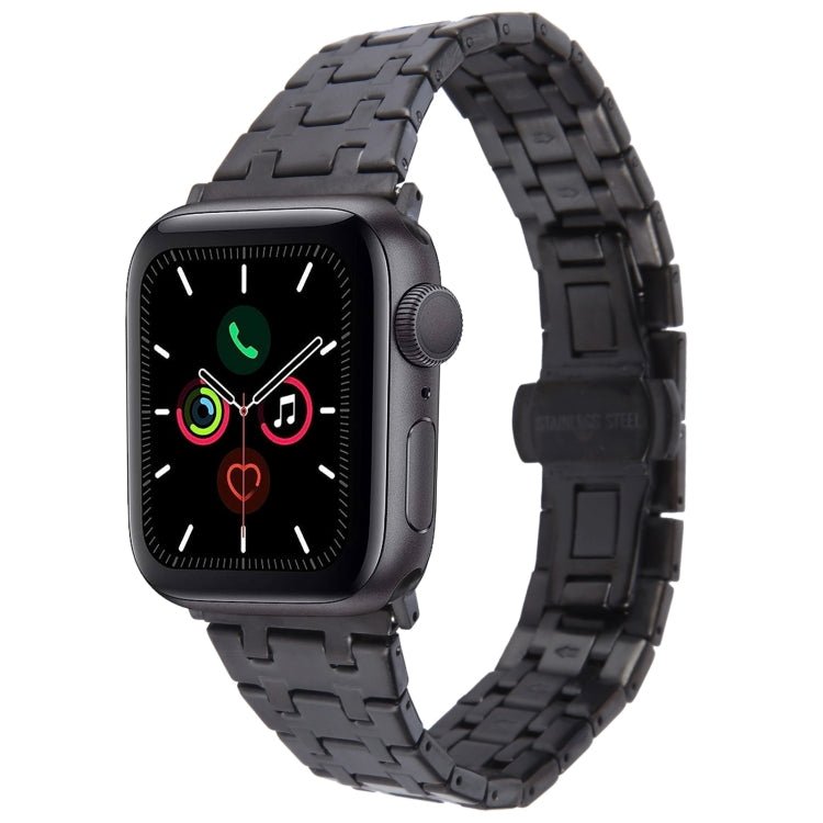 For Apple Watch Series 5 40mm Double T Stainless Steel Watch Band(Black)