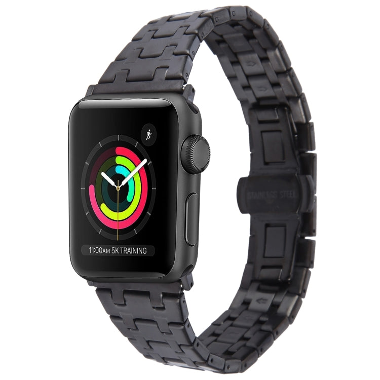 For Apple Watch Series 2 42mm Double T Stainless Steel Watch Band(Black)