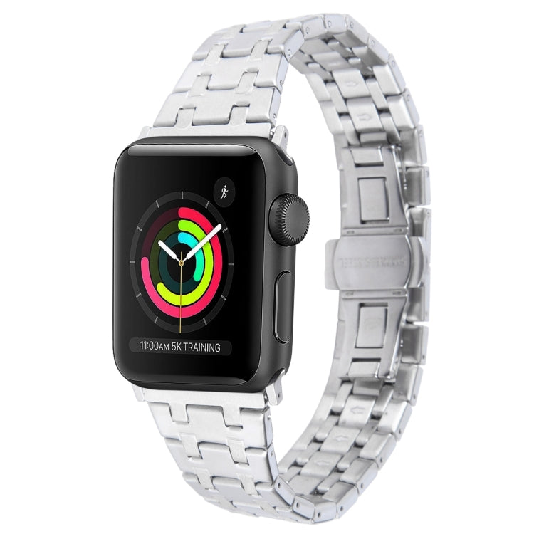 For Apple Watch Series 2 42mm Double T Stainless Steel Watch Band(Silver)
