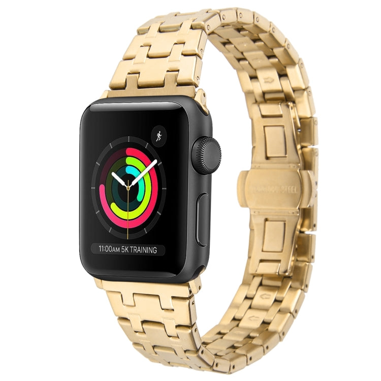 For Apple Watch 38mm Double T Stainless Steel Watch Band(Gold)