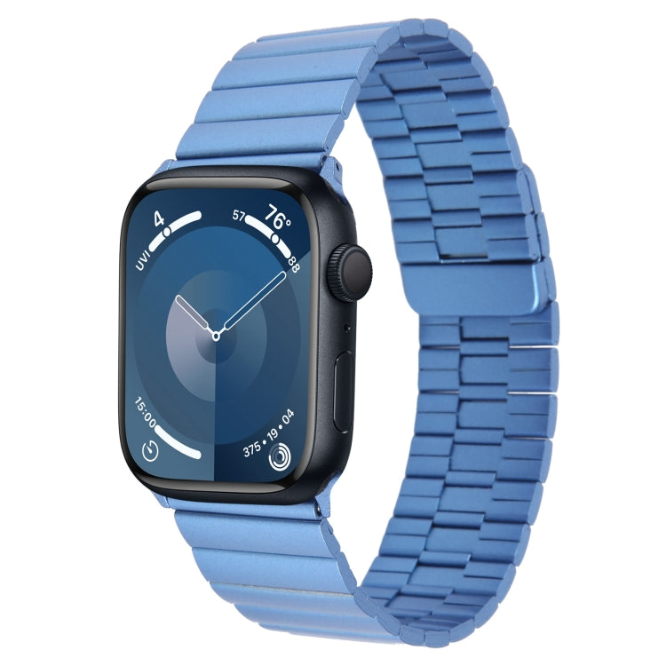 For Apple Watch Series 9 45mm Bamboo Stainless Steel Magnetic Watch Band(Blue)