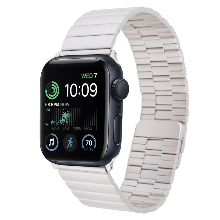 For Apple Watch SE 2022 44mm Bamboo Stainless Steel Magnetic Watch Band(Starlight)