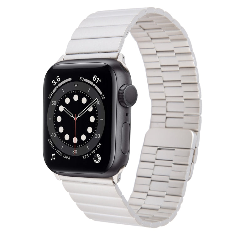 For Apple Watch Series 6 40mm Bamboo Stainless Steel Magnetic Watch Band(Starlight)