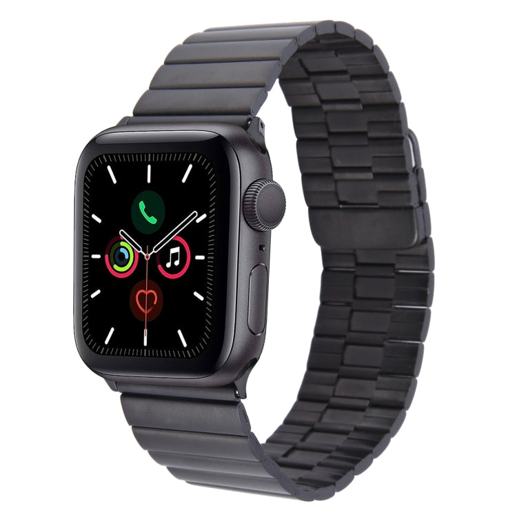 For Apple Watch Series 5 44mm Bamboo Stainless Steel Magnetic Watch Band(Black)