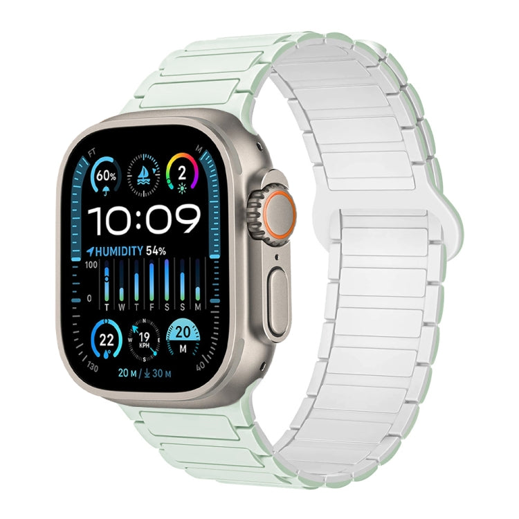 For Apple Watch Ultra 2 49mm I-Shaped Magnetic Silicone Watch Band(Mint White)