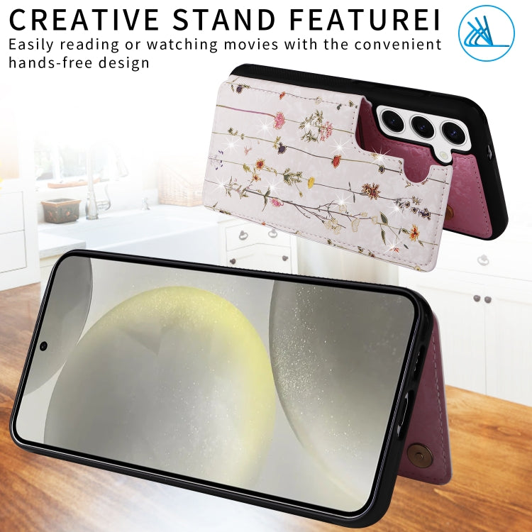 For Samsung Galaxy S25 5G Printed Double Buckle RFID Anti-theft Phone Case(Dried Flower World)