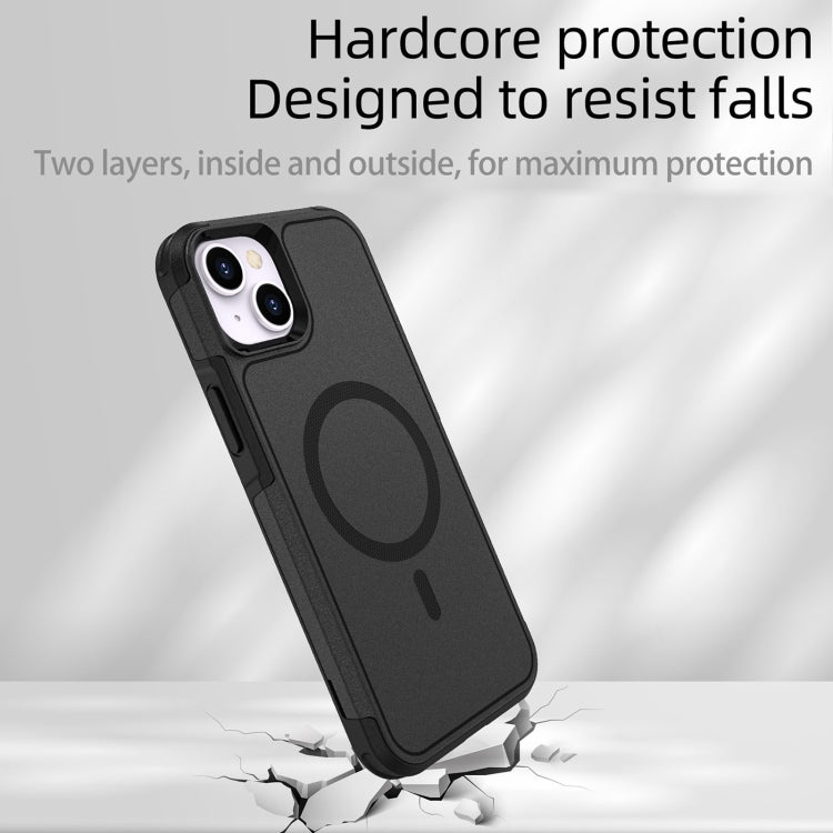 For iPhone 15 RedPepper Armor Magsafe PC Hybrid TPU Phone Case(Black)