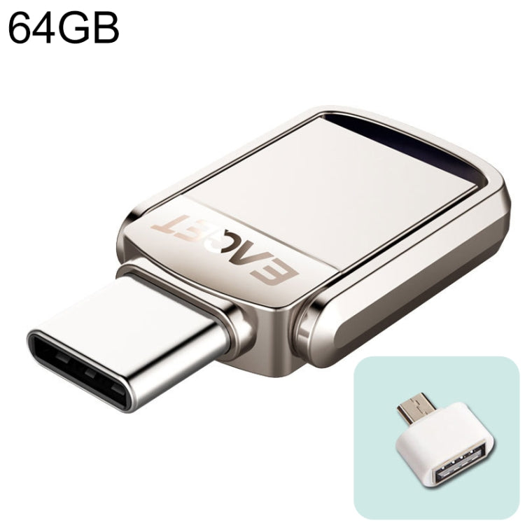EAGET 64G USB 3.1 + Type-C / USB-C Interface Metal Twister Flash U Disk, with Micro USB OTG Adapter