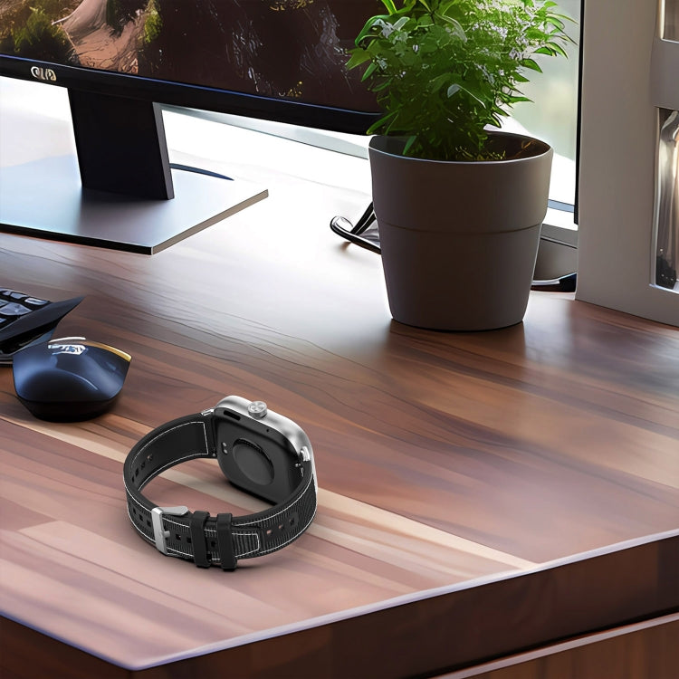 For Xiaomi Mi Band 8 Pro / Redmi Watch 4 Ordinary Buckle Hybrid Nylon Braid Silicone Watch Band(Midnight Blue)