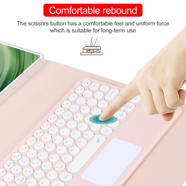 For Huawei MatePad Pro 11 2024 / 2022 Round Button Bluetooth Keyboard Rotatable Holder Leather Case with Touchpad(Rose Gold) - Huawei Keyboard by PMC TechLife | Online Shopping South Africa | PMC TechLife