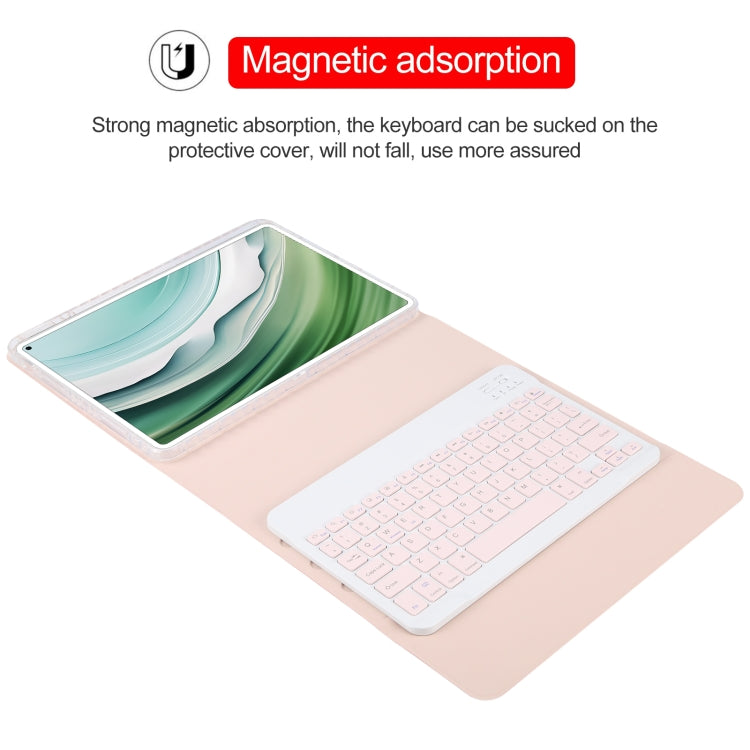For Huawei MatePad Pro 11 2024 / 2022 Square Button Bluetooth Keyboard Rotatable Holder Leather Case(Rose Gold)