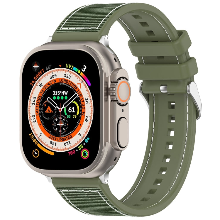 For Apple Watch Series 7 41mm Ordinary Buckle Hybrid Nylon Braid Silicone Watch Band(Green)