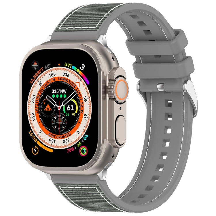 For Apple Watch SE 40mm Ordinary Buckle Hybrid Nylon Braid Silicone Watch Band(Grey)