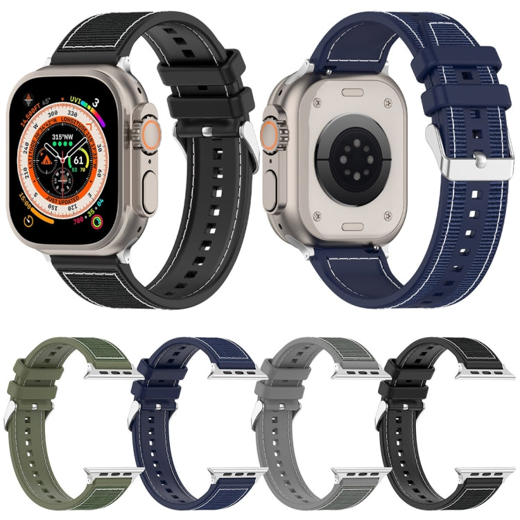 For Apple Watch SE 40mm Ordinary Buckle Hybrid Nylon Braid Silicone Watch Band(Grey)