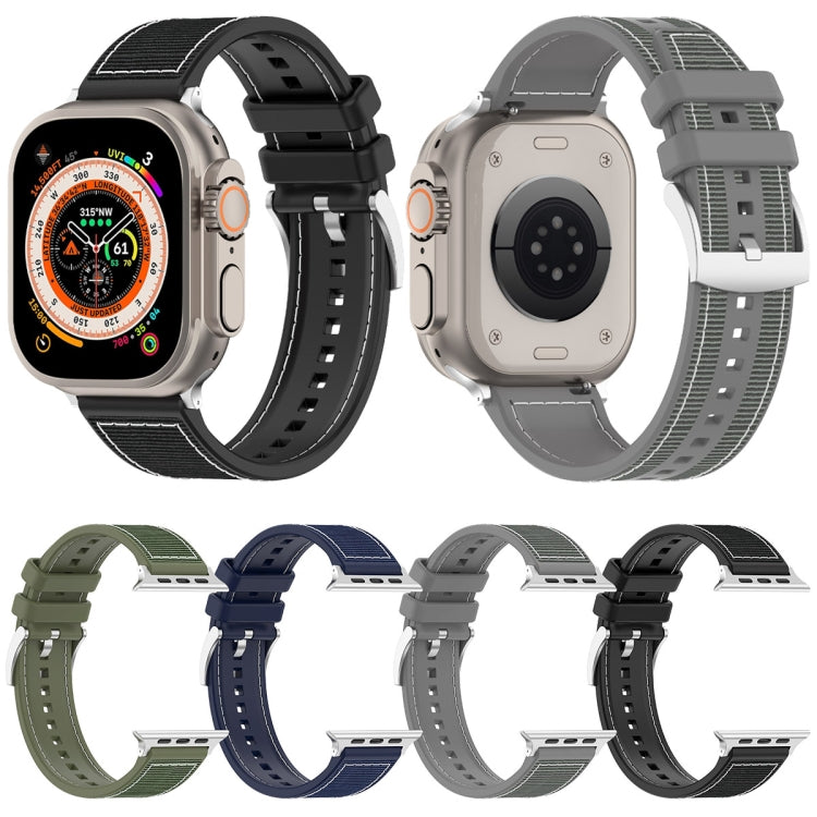 For Apple Watch 38mm Official Buckle Hybrid Nylon Braid Silicone Watch Band(Grey)