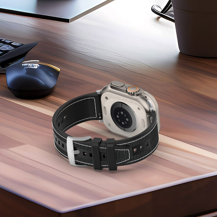 For Apple Watch Series 6 40mm Official Buckle Hybrid Nylon Braid Silicone Watch Band(Grey) - Watch Bands by PMC TechLife | Online Shopping South Africa | PMC TechLife