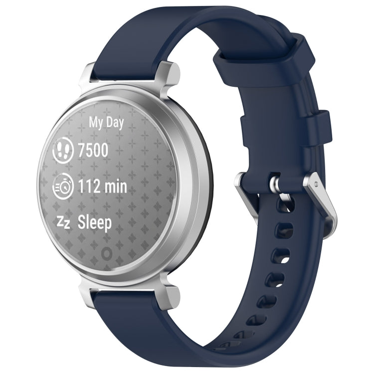 For Garmin Lily 2 14mm Silver Buckle Silicone Watch Band Wristband(Midnight Blue)