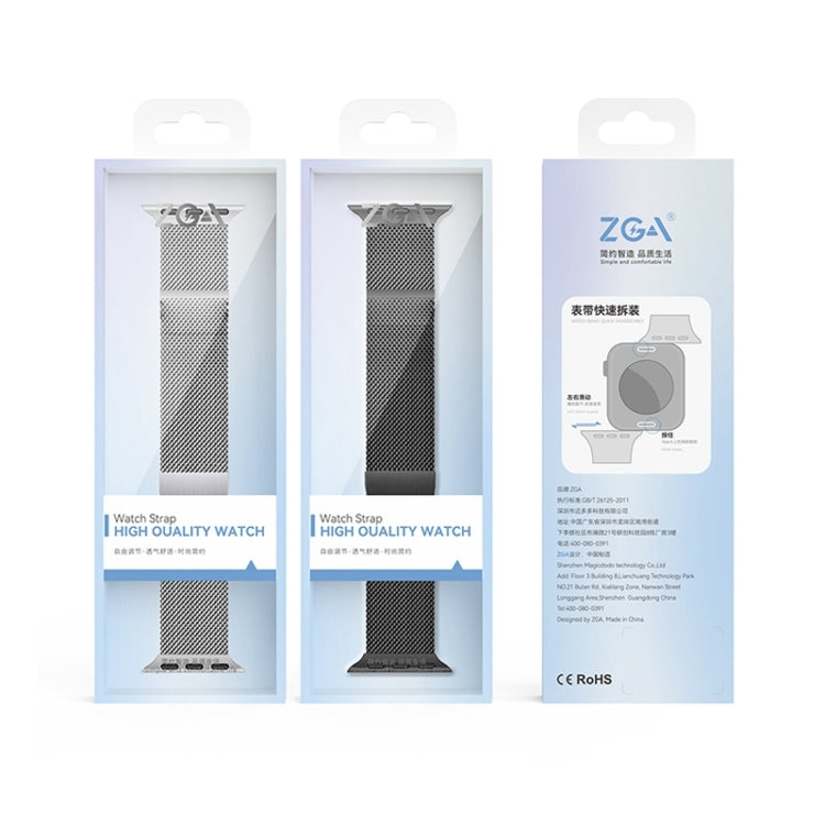 For Apple Watch Series 3 42mm ZGA Milanese Magnetic Metal Watch Band(Black) - Watch Bands by ZGA | Online Shopping South Africa | PMC TechLife | Buy Now Pay Later Mobicred